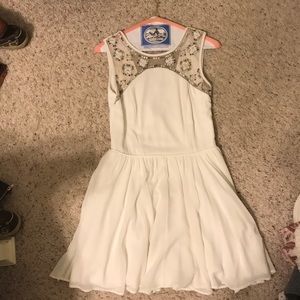 White Mesh beaded dress